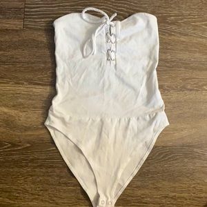 White strapless bodysuit